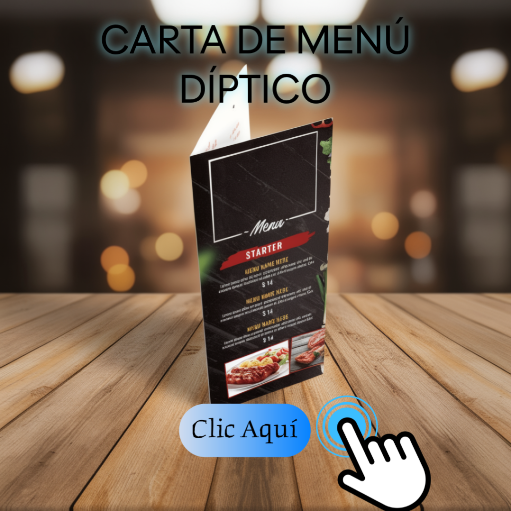 Carta de menú díptico