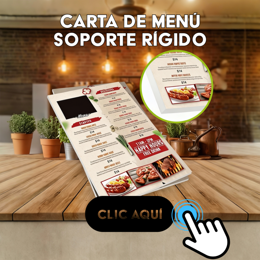 Carta de menú soporte rígido