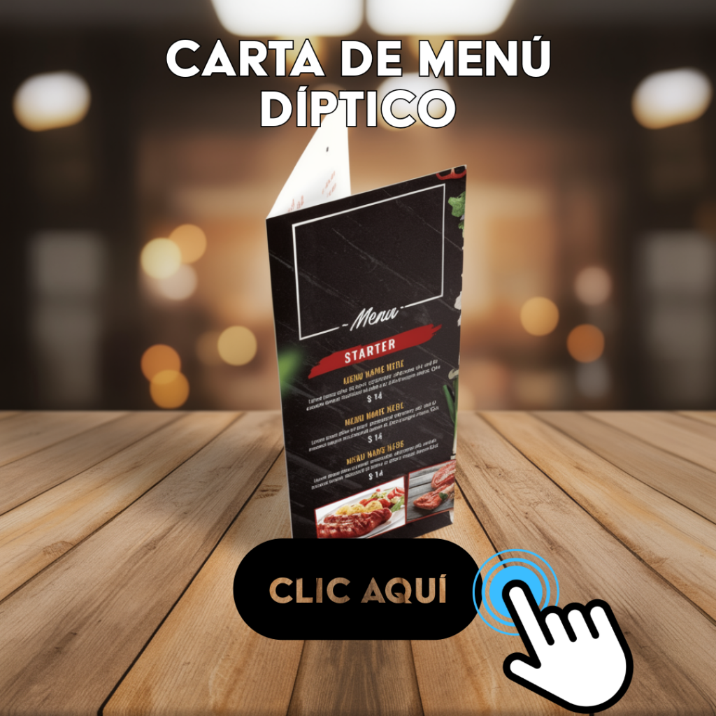 Carta de menú díptico