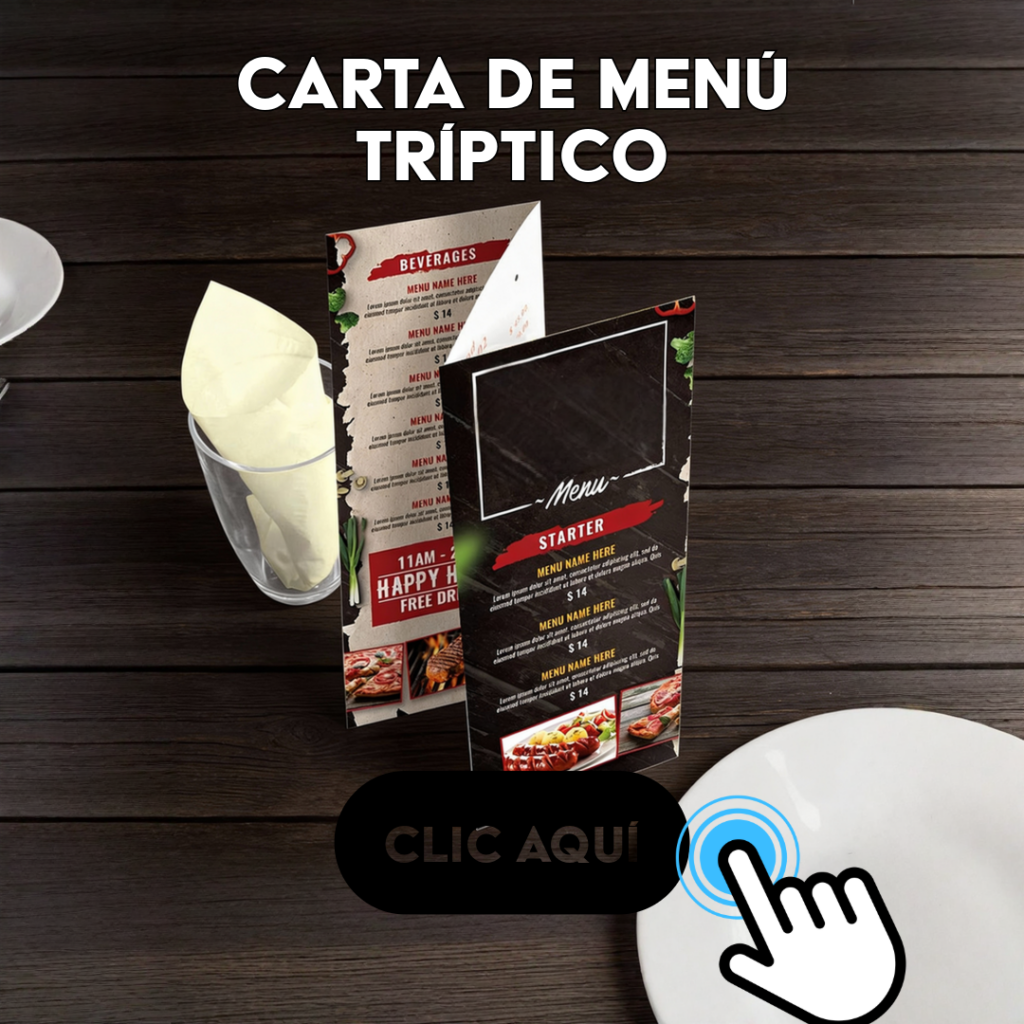 Carta de menú tríptico